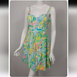 LILLY PULITZER Christine Sea Salt and Sun Colorful Smocked Sun Dress Size 2